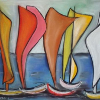 Painting titled "Abstracto VI" by Kim Molinero, Original Artwork, Oil