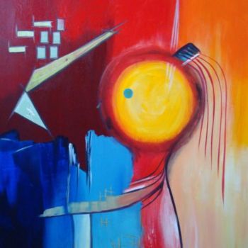 Pintura intitulada "FIRE - MENINA" por Kim Molinero, Obras de arte originais, Óleo