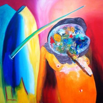 Painting titled "MULHER PALETA" by Kim Molinero, Original Artwork, Other