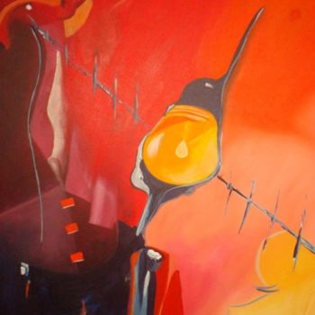 Pintura intitulada "FIRE - BEIJA-FLOR" por Kim Molinero, Obras de arte originais, Óleo