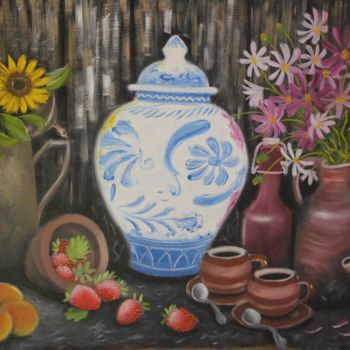 Painting titled "still life painting" by Hendik Azharmoko, Original Artwork, Oil