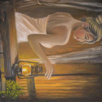 Painting titled "romantic in night" by Hendik Azharmoko, Original Artwork, Oil