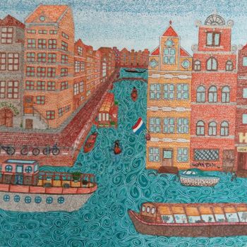 Painting titled "Amsterdam" by Kinga Skowrońska, Original Artwork, Acrylic