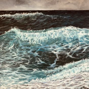 Painting titled "Seascape" by Kinga Sokol, Original Artwork, Oil