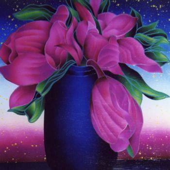 Painting titled "Magnolia Fucsia" by Kino Mistral, Original Artwork