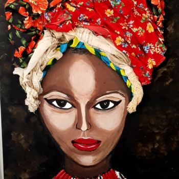 Painting titled "Africamoi" by Christine Pons, Original Artwork, Acrylic