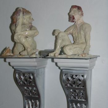 Escultura titulada "Adam et Eve" por Christine Pons, Obra de arte original, Terracota