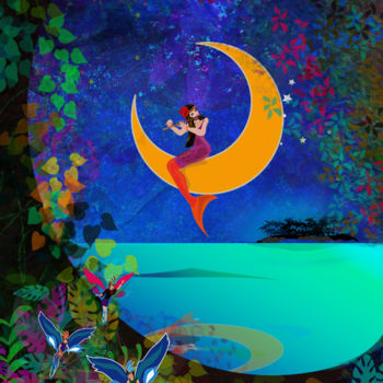 Arte digitale intitolato "princesa sirena.jpg" da Kio, Opera d'arte originale, Lavoro digitale 2D