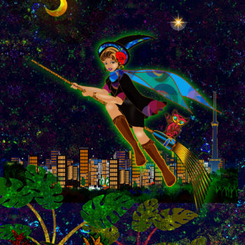 Digitale Kunst mit dem Titel "Al Cielo estrellado…" von Kio, Original-Kunstwerk