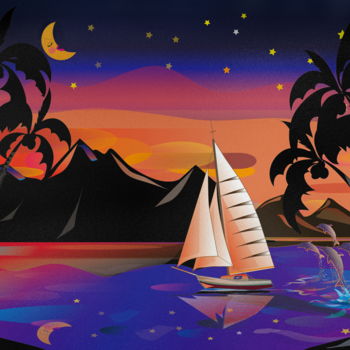 Цифровое искусство под названием "僕の島に着いた/Llegada a m…" - Kio, Подлинное произведение искусства, Цифровая живопись