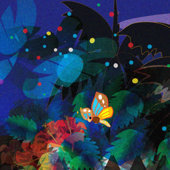 Grafika cyfrowa / sztuka generowana cyfrowo zatytułowany „la mariposa en la i…” autorstwa Kio, Oryginalna praca, Malarstwo c…