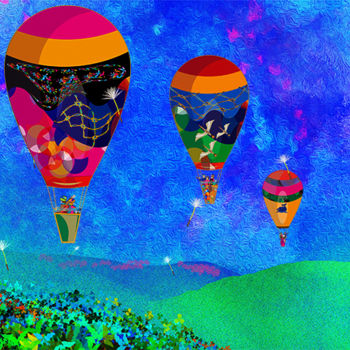 Arte digital titulada "spring balloon voya…" por Kio, Obra de arte original, Trabajo Digital 2D