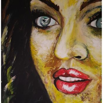 Painting titled "What did she saw ?" by Bukurije Avdija, Original Artwork, Acrylic