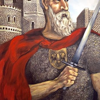 Painting titled "skenderbeu" by Bukurije Avdija, Original Artwork, Acrylic