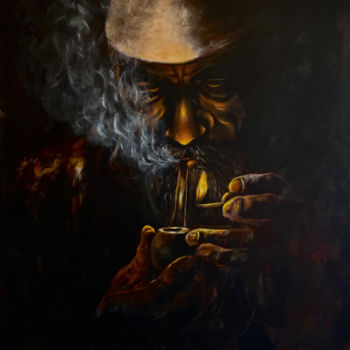 Malerei mit dem Titel "Wood and Tabacco" von Bukurije Avdija, Original-Kunstwerk, Acryl
