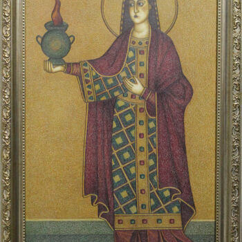 Disegno intitolato "Maiden in purple ro…" da Kira Alekseeva, Opera d'arte originale, Matite colorate