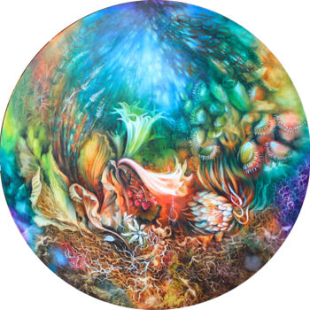 Картина под названием "Цветущее болото" - Кира Мофа-Саргон, Подлинное произведение искусства, Масло