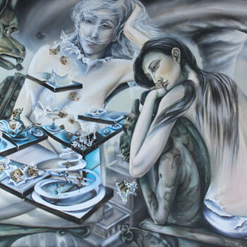 Peinture intitulée "Эффект домино" par Kira Mofa Sargon, Œuvre d'art originale, Huile