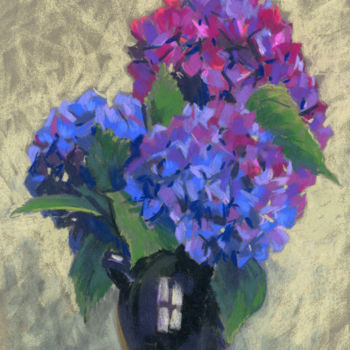 Dessin intitulée "Hydrangea" par Kira Sokolovskaia, Œuvre d'art originale, Pastel