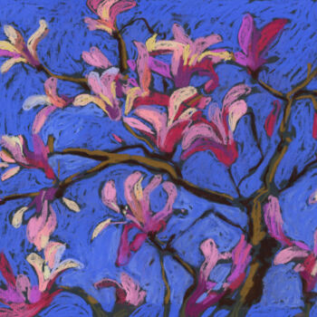 Painting titled "Just Magnolias" by Kira Sokolovskaia, Original Artwork, Pastel