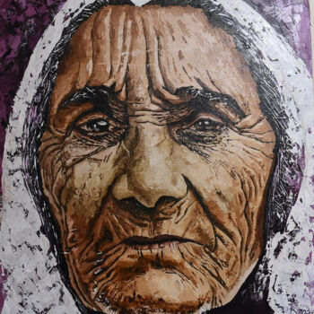 Painting titled "Mama  aged" by Kiragu Wambia, Original Artwork, Acrylic