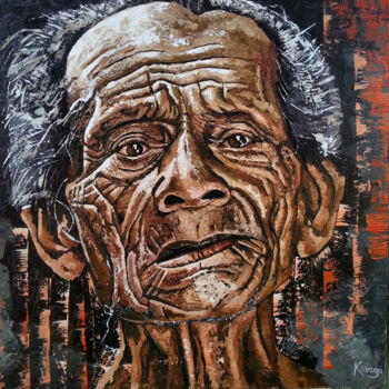 Painting titled "OLD  SMIRK" by Kiragu Wambia, Original Artwork, Acrylic