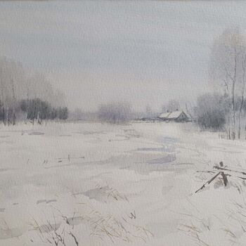 Pittura intitolato "Winter Landscape" da Kirill Malkov, Opera d'arte originale, Acquarello