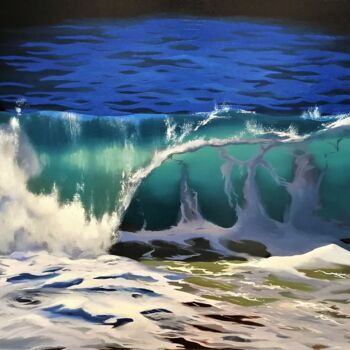 Painting titled "wave" by Kirill Nemaltsev, Original Artwork, Oil Mounted on Wood Stretcher frame
