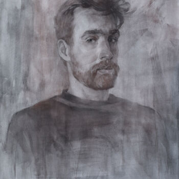 「Алексей」というタイトルの描画 Кирилл Петренкоによって, オリジナルのアートワーク, 木炭