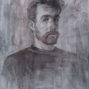 Drawing titled "Алексей" by Kirill Petrenko, Original Artwork, Charcoal