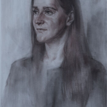 Рисунок под названием "Женский портрет" - Кирилл Петренко, Подлинное произведение искусства, Древесный уголь