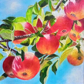 Pintura intitulada "Branch with apples" por Kirill Shevchenko, Obras de arte originais, Acrílico