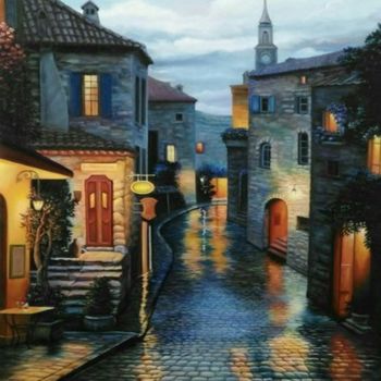 Painting titled "City" by Kirill Iankovskii, Original Artwork, Oil