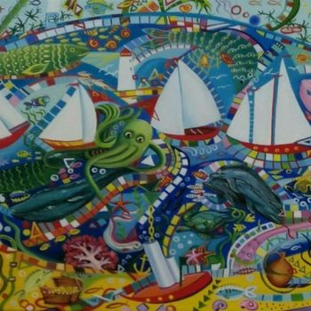 Картина под названием "Мозаика" - Кирилл Янковский, Подлинное произведение искусства, Масло