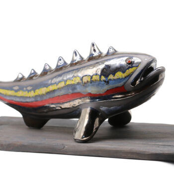 Sculpture titled "Wavy Fish Ceramic S…" by Valery Kirillov, Original Artwork, Ceramics