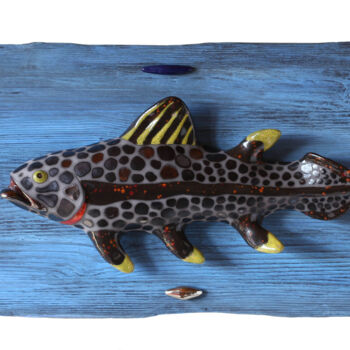 Sculpture titled "Latimeria Fish Cera…" by Valery Kirillov, Original Artwork, Ceramics
