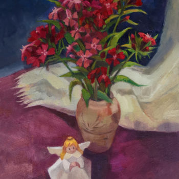 Malerei mit dem Titel "Bouquet of red turk…" von Irina Kuzina, Original-Kunstwerk, Öl