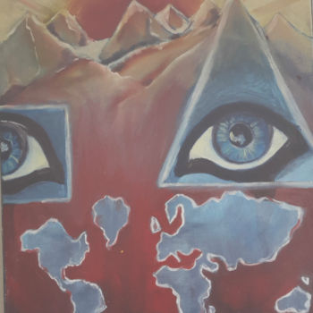 Pintura intitulada "l'oeil qui voit" por Sarah Bouzaglou Boissin, Obras de arte originais, Óleo