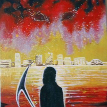 Painting titled "inferno" by Sarah Bouzaglou Boissin, Original Artwork, Oil