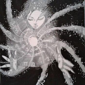 Dibujo titulada "AME DU TEMPS" por Sarah Bouzaglou Boissin, Obra de arte original, Tinta