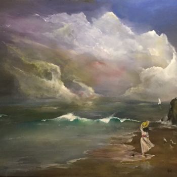 Pintura intitulada "Sunset beach" por Kirk Ruse, Obras de arte originais, Óleo