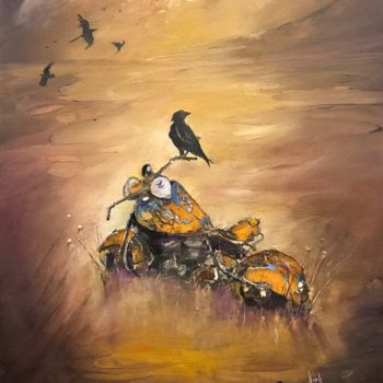 Painting titled "A Murder of Crows" by Kirk Ruse, Original Artwork, Oil