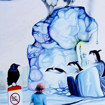 Картина под названием "No Swimming" - Kirk Shiflett, Подлинное произведение искусства, Масло