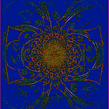 Цифровое искусство под названием "Mandalize Blue" - Kirlian, Подлинное произведение искусства, Цифровая живопись