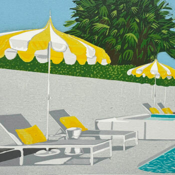 Εκτυπώσεις & Χαρακτικά με τίτλο "Palm Springs 3" από Kirstie Dedman, Αυθεντικά έργα τέχνης, Χαρακτικά σε λινόλαιο