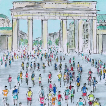 Dibujo titulada "Berlin Marathon" por Kirstin Mccoy, Obra de arte original, Acrílico