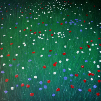 Painting titled "Wild Flowers" by Kirstin Mccoy, Original Artwork, Oil Mounted on Wood Stretcher frame