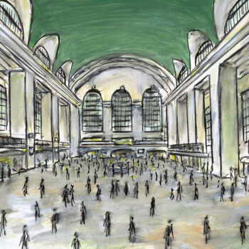 Desenho intitulada "Grand Central Train…" por Kirstin Mccoy, Obras de arte originais, Acrílico