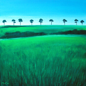 Painting titled "The Drummin Trees,…" by Kirstin Mccoy, Original Artwork, Oil Mounted on Wood Stretcher frame