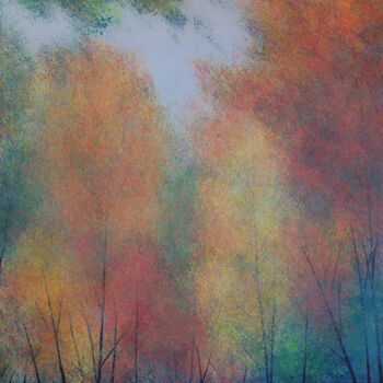Картина под названием "Autumn Leaves" - Kirstin Mccoy, Подлинное произведение искусства, Масло Установлен на Деревянная рама…